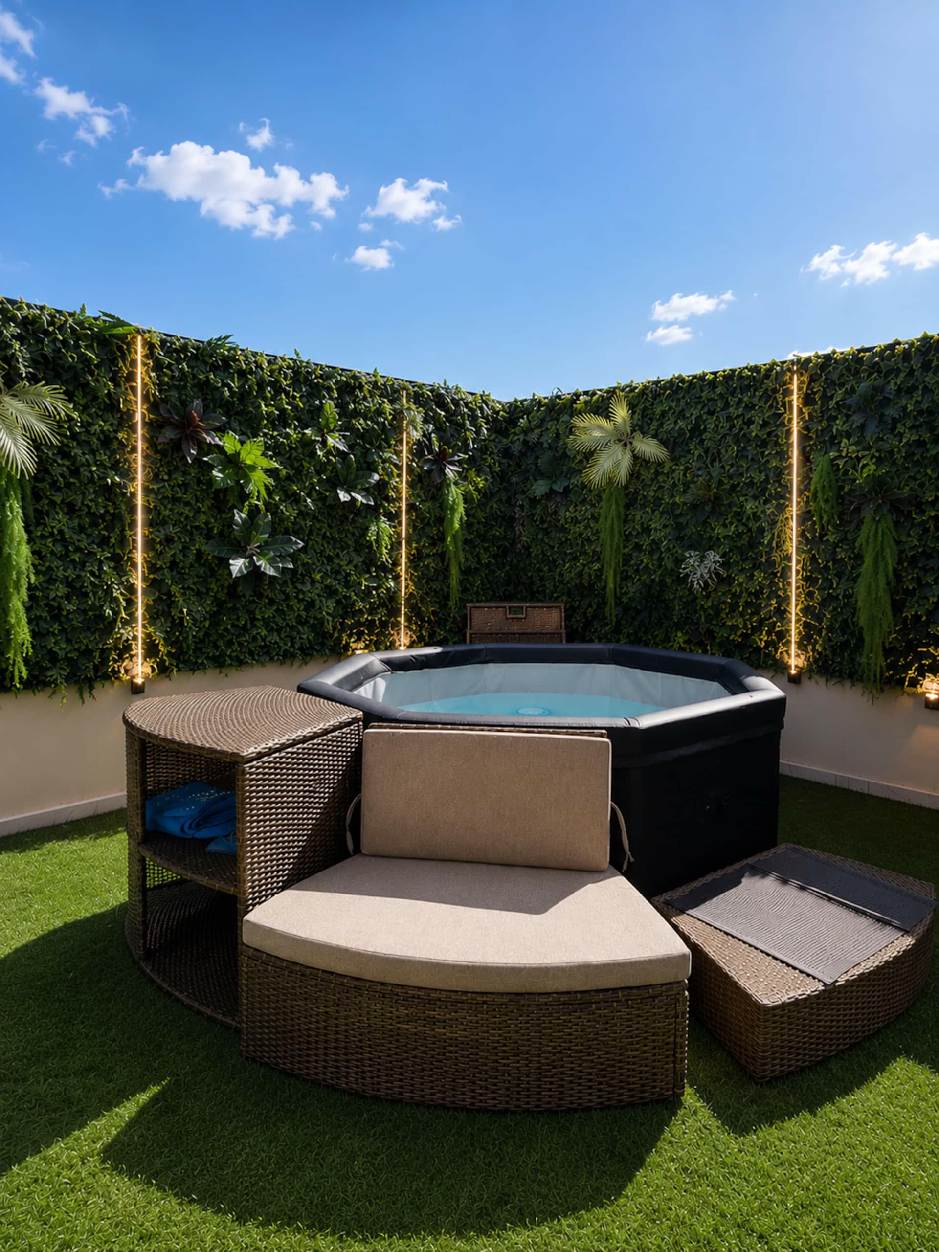 Jacuzzi del Secret Studio bajo el cielo azul